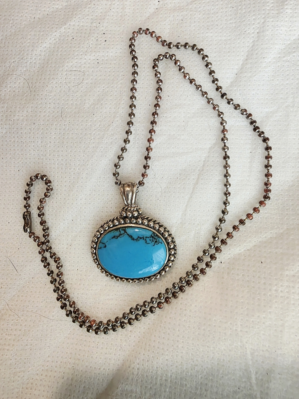 Vintage HAN Mexico Sterling Silver Turquoise Pendant Necklace